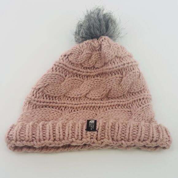 The North Face Womens Cable Knit Winter Beanie Stocking Hat Cap Pink OSFA - Picture 1 of 5
